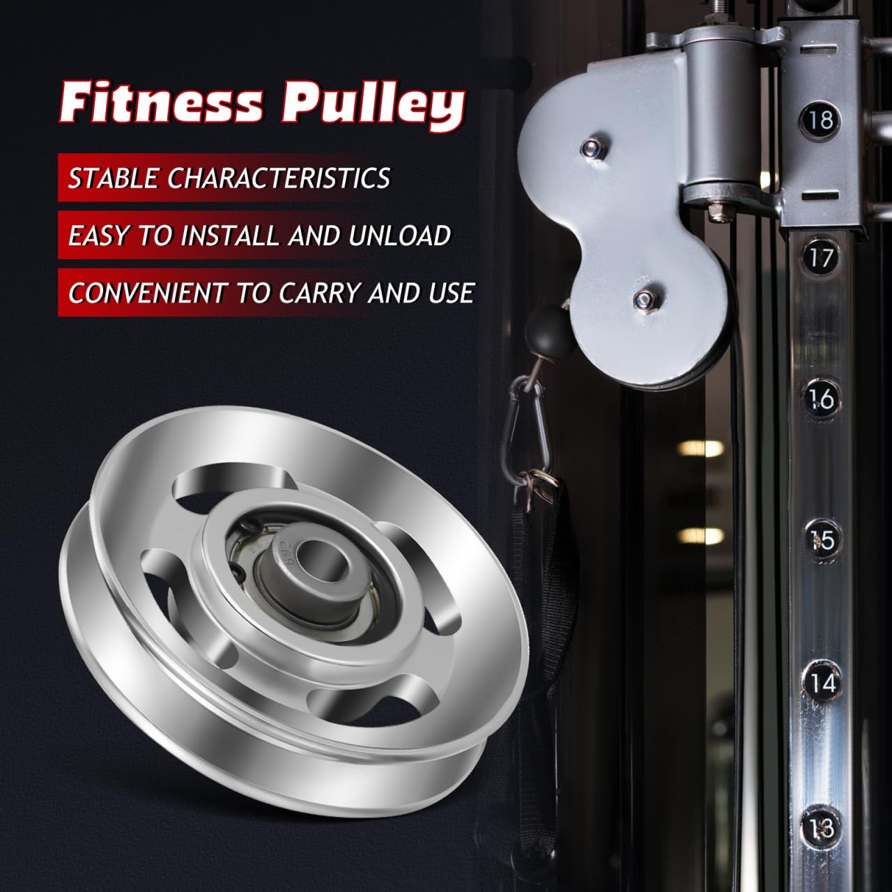 balacoo Heavy Duty Aluminum Cable Pulley Wheel 3.46x4.72in, Smooth Bearing System for Home & Commercial Gym Equipment, Easy Install Replacement Part for LAT Pulldown, Row Machine
