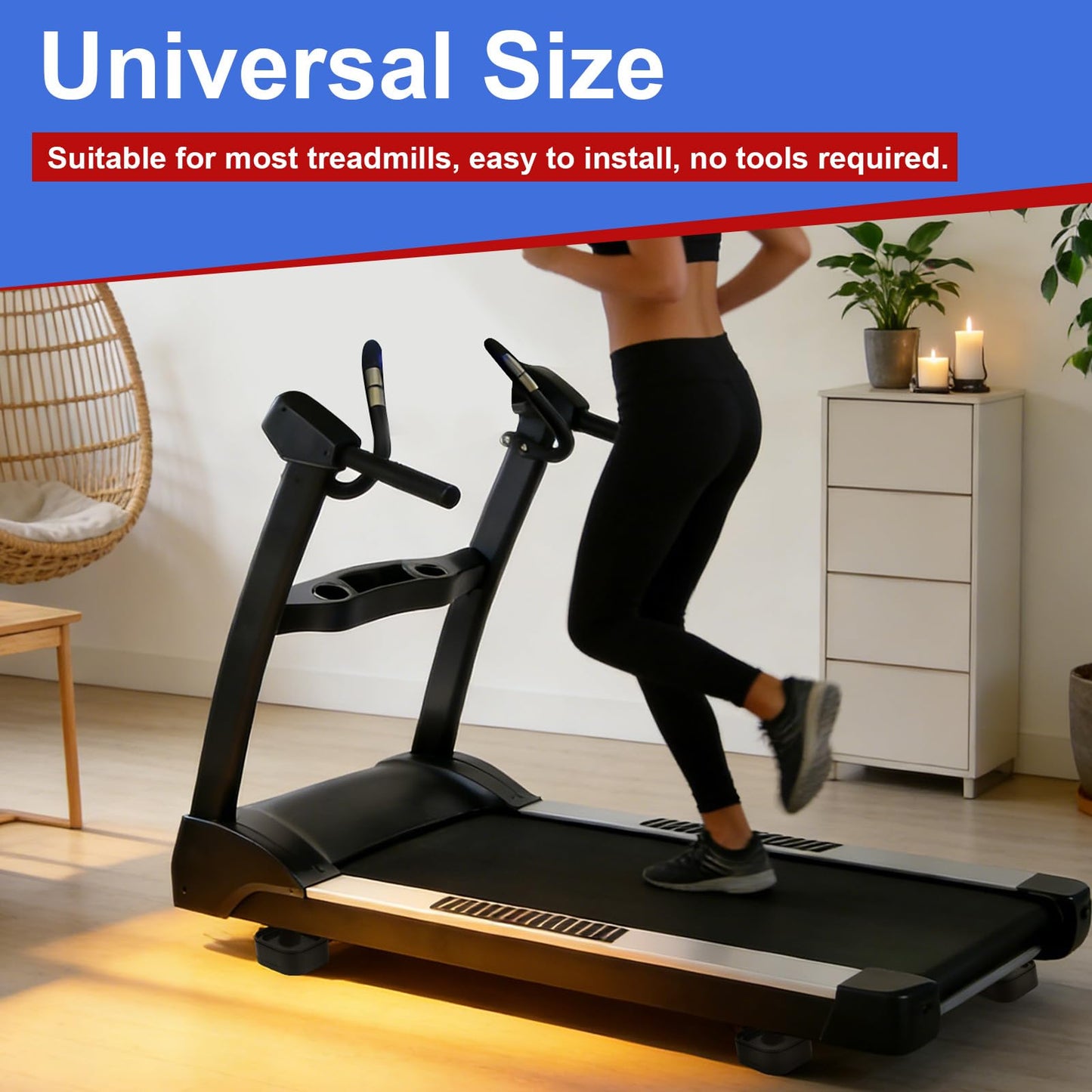 Penitue 4pcs Treadmill Incline Riser Blocks, Walking Stackable Height Adjustable Incline Blocks Pad Attachment Non-Slip Upgrade Ramp for Home Gym Leveling & Uphill Workout Treadmill Accessories