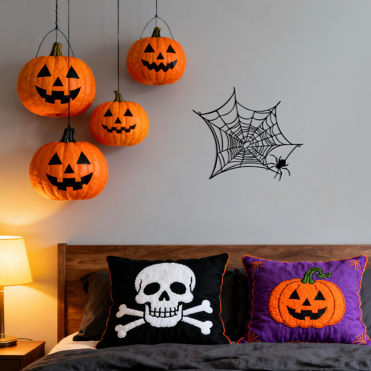 YATEASLU Halloween Interior Wall Decor, Halloween Spider Decoration, Scary Spiderweb Wall Sculpture for Grunge Style Room Decor