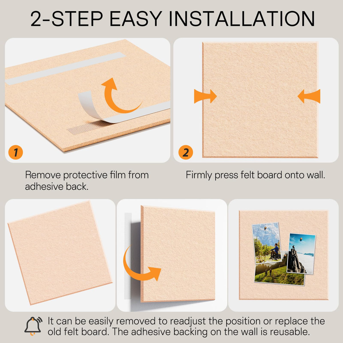 MaxGear Large Cork Board for Wall 36" x 24", Peach Beige Bulletin Board, 6 Pack Felt Wall Tiles with Pushpins, Cork Boards for Office Push Pin Board Tack Board Felt Board
