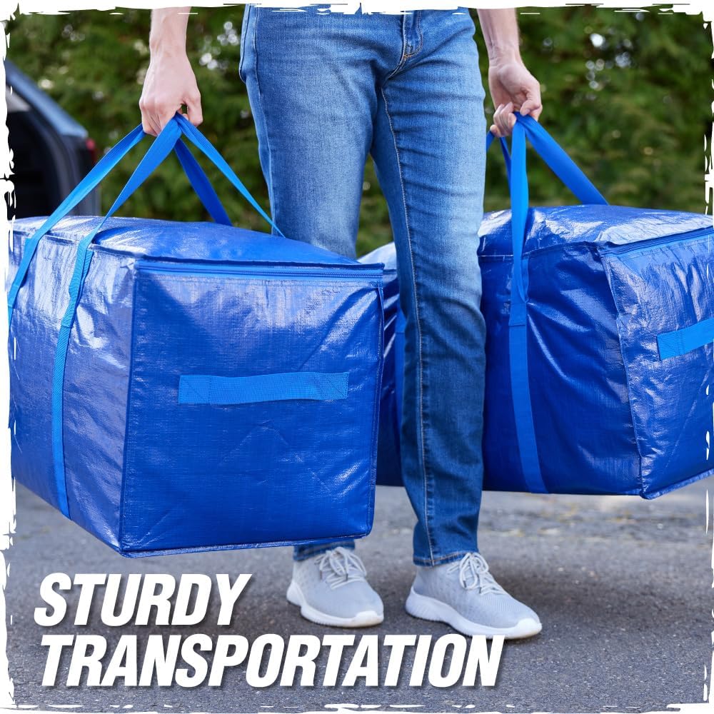 RUGGED RHINO Heavy Duty Extra Large Moving Bags - Durable Blue Storage Solution with Zipper & Strong Handles | 2 Pack