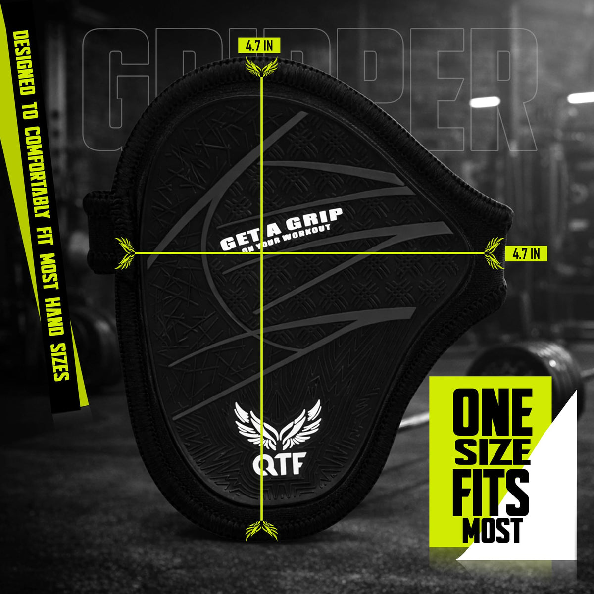 QTF Lifting Grips for Weightlifting Rubber Gloves Gym Palm Protector Grip Pads Replacement of Workout Gloves for Men & Women - Pads for Gym Weightlifting, & Pull Ups (Black/White)