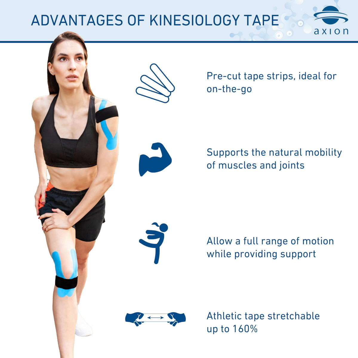 axion Kinesiology Tapes PRECUT Black Pink | 50 Pre-Cut Sport Tape Strips 10x2 in | Waterproof • Skin-Friendly • Elastic | Kinesiology Tapes Ideal for Sports