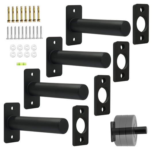 Wall Mounted Olympic Weight Plate Rack, Heavy Duty Metal 2" Plate Holder & Hanger for Home Gym, Garage Gym, Powerlifting & Fitness Equipment Storage, 275 lbs Capacity Barbell Plate Organizer with Screws for Wood & Concrete Walls
