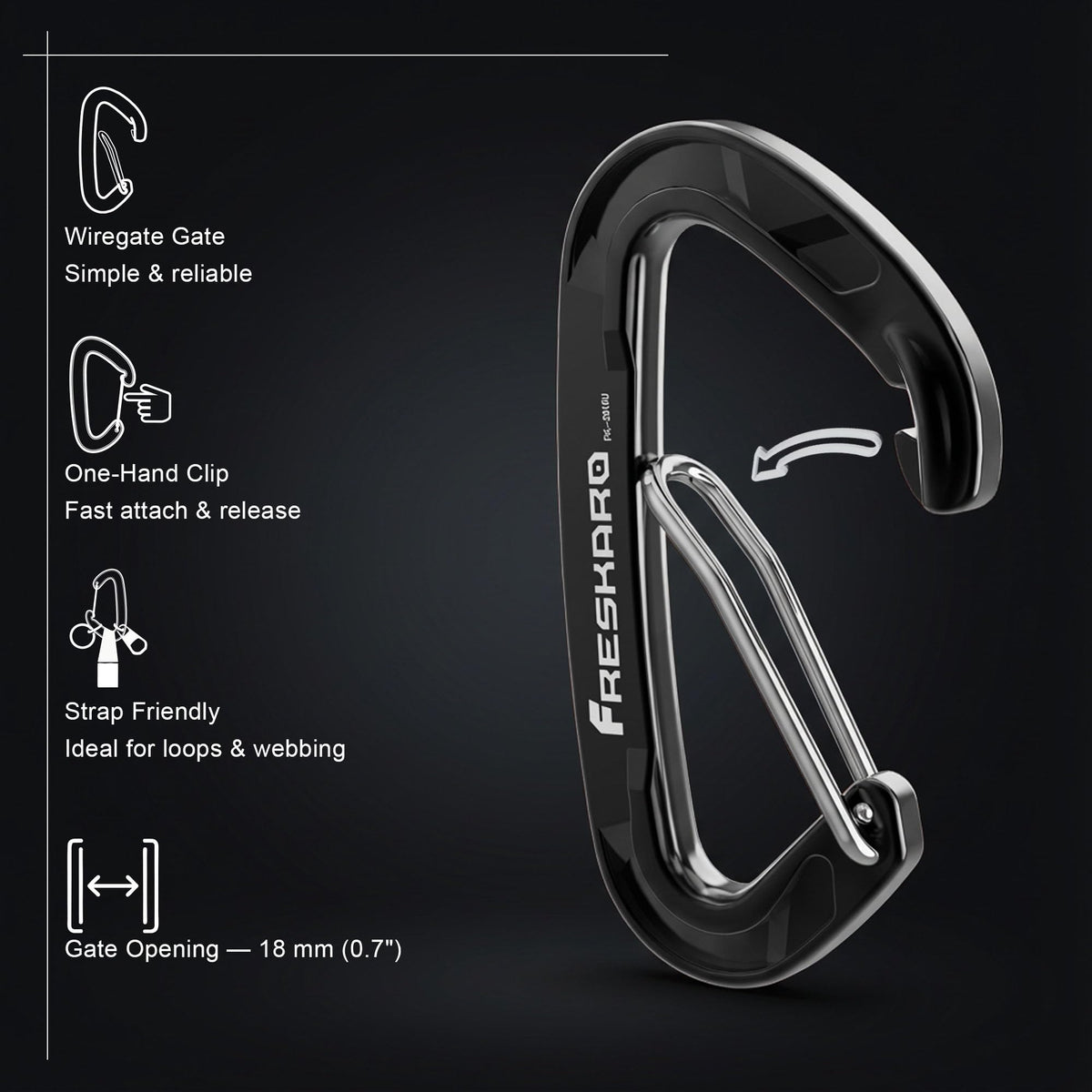 FresKaro Wiregate Carabiner Clip, 15kN Wire Gate Caribeener Heavy Duty, Caribeaner Spring Snap Hook, Strong, Lightweight, 5Pack for one of Each Color,Keychain, Key, Gym, Dog Collar, Outdoor Camping