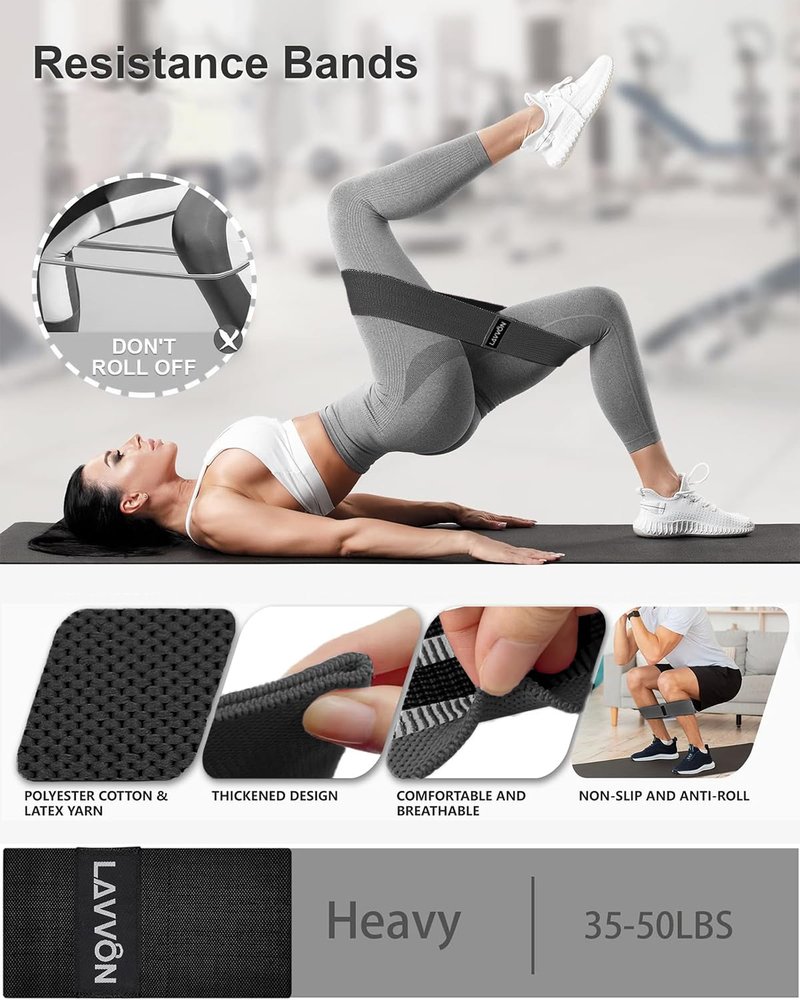 7Pcs-Barbell Pad Set for Hip Thrust - Squat Pad, Bench Press Workout Foam Weight Lifting Bar Cushion,Gym Accessories for Women with Bar Bad,with Gym Ankle Straps,Hip Resistance Bands,Lifting Strap (Black)