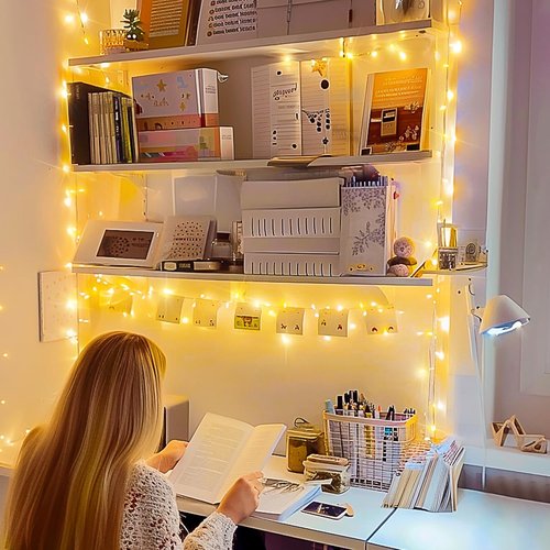 JMEXSUSS 100 LED String Lights - Warm White Indoor Fairy Lights | 33ft Connectable for Bedroom & Garden