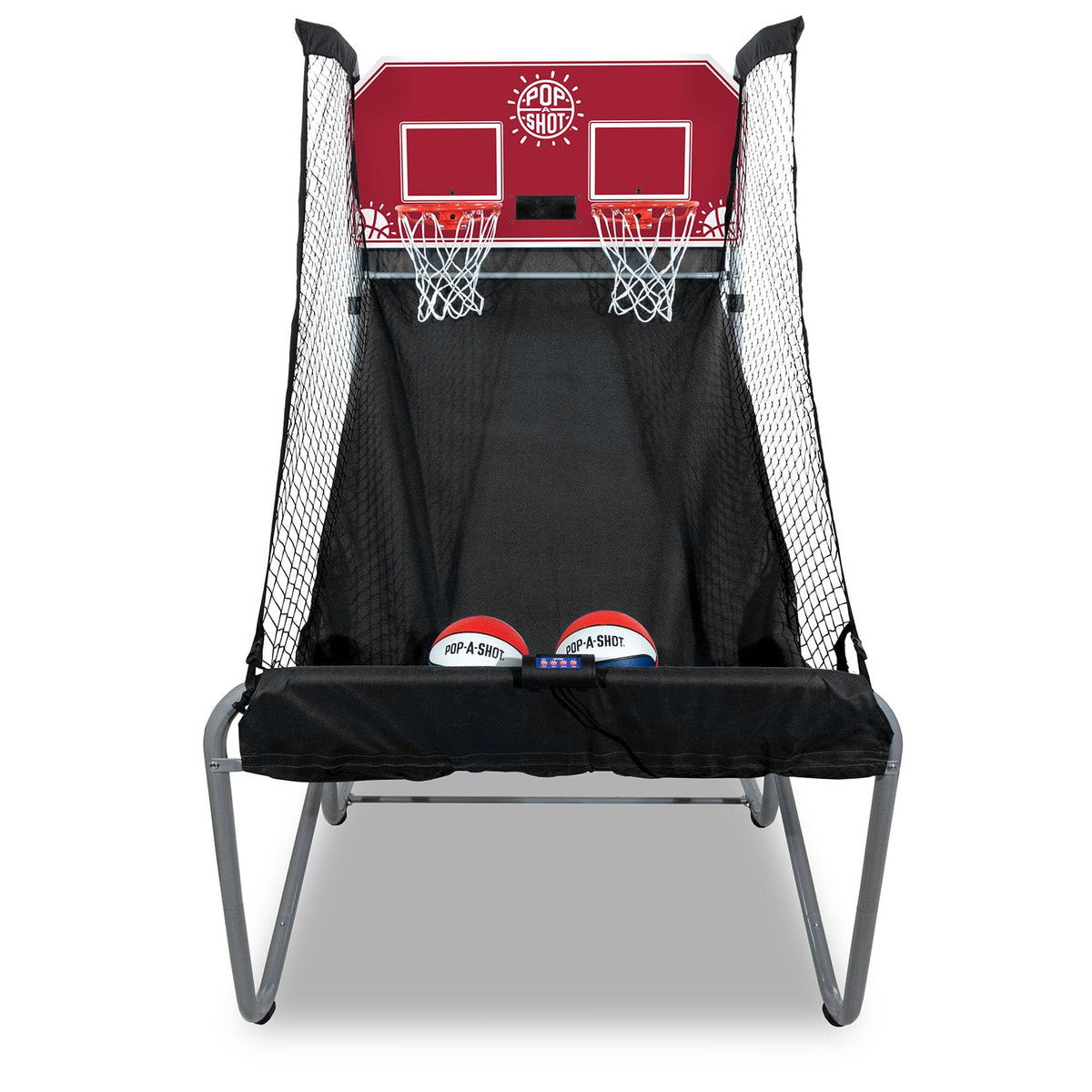 Pop-A-Shot - Home Dual Shot | Arcade Basketball Fun at Home | Infrared Sensor Scoring | 16 Game Modes | 7 Balls | Foldable Storage | for All Players (Red)
