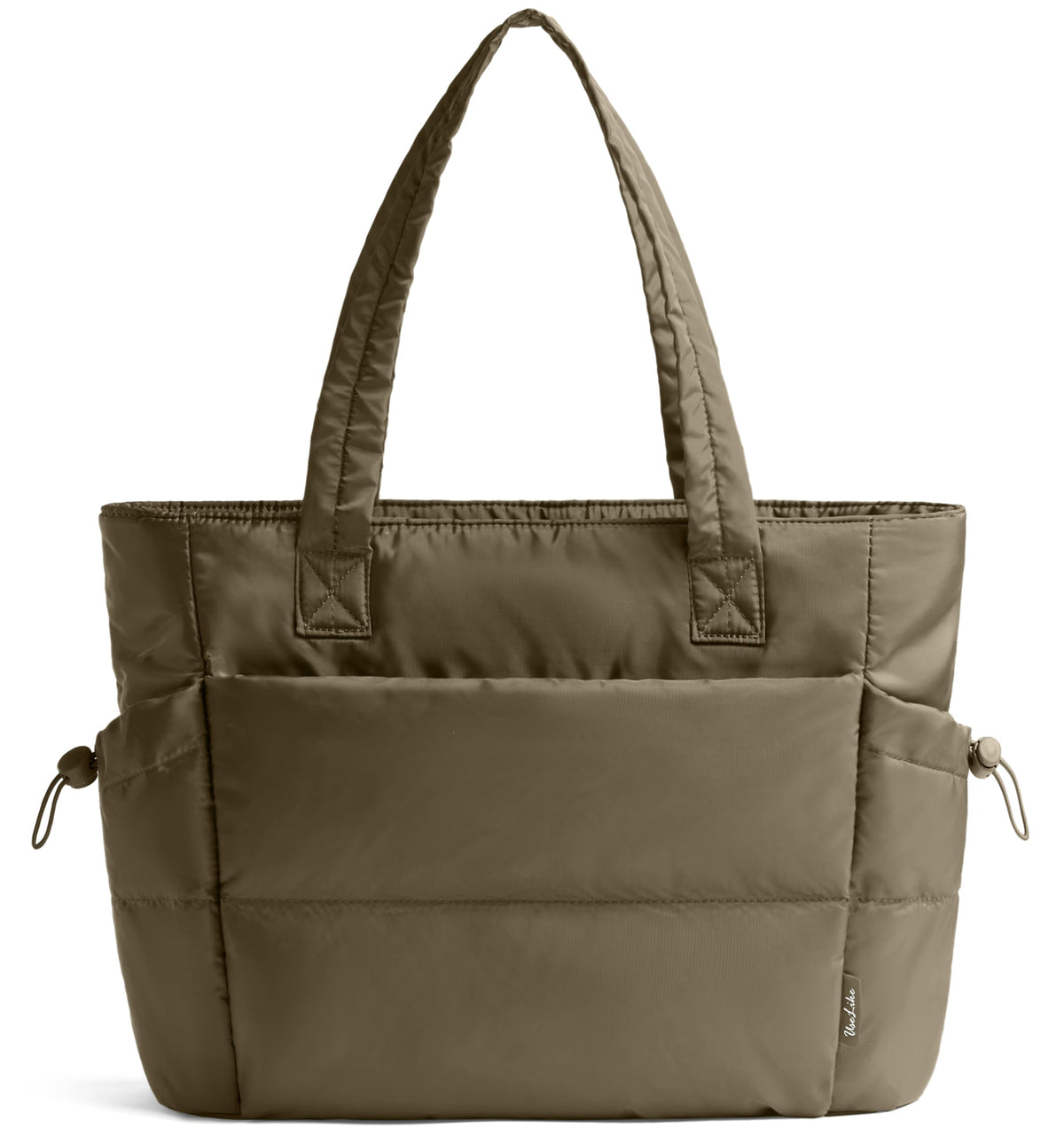 Tote Bag for Women Puffy Work Bags for Women with Zipper Lightweight Quilted Puffer Tote Bag for Travel, Teacher, Nurse (Deep Olive Green)