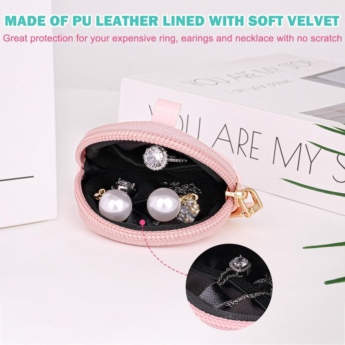 LUCKINEE Portable Gym Jewelry Ring Holder Keychain, Small Travel Ring Holder Earring Stud Necklace Storage Case Ring Holder Gifts for Women and Girls