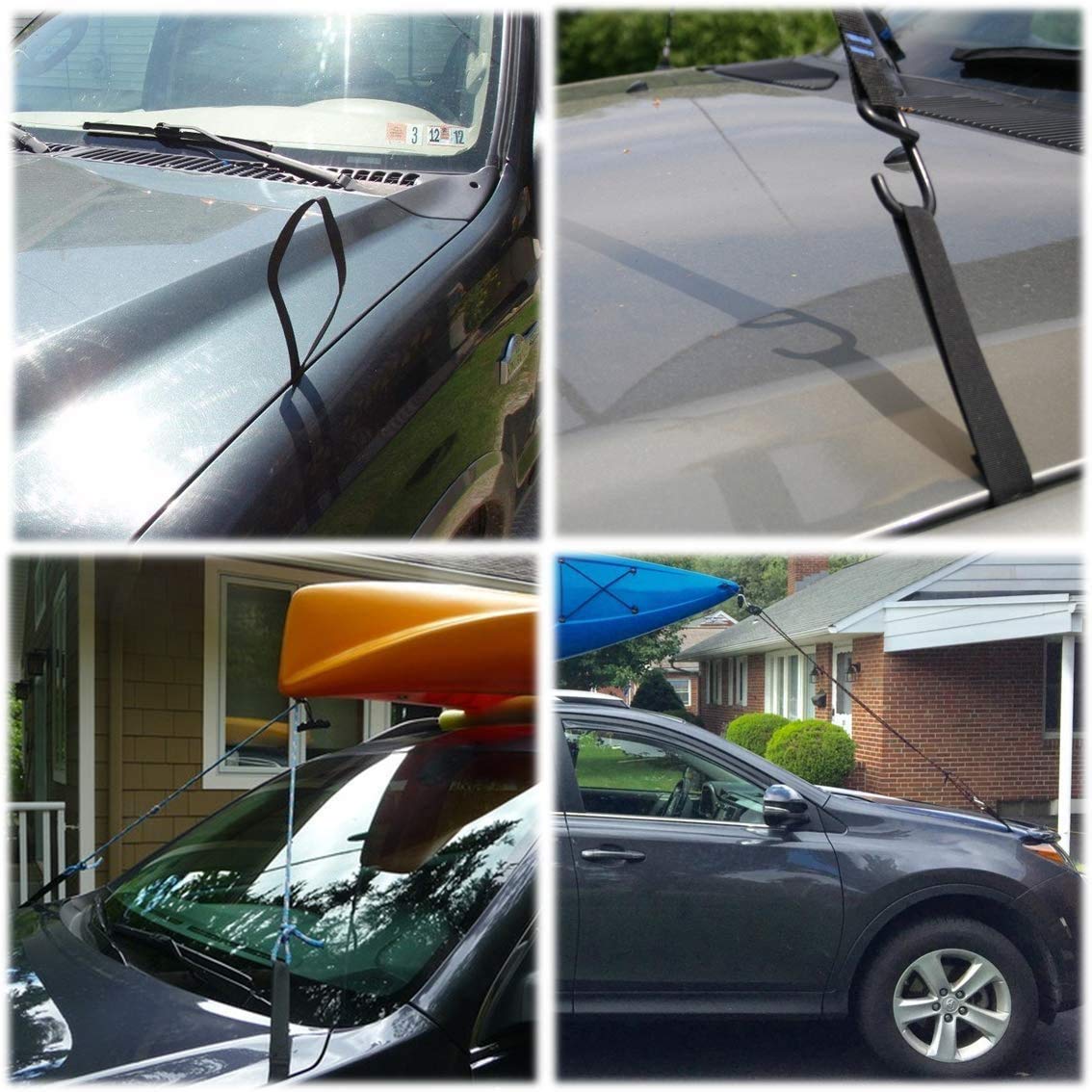 Quick Hood Loops Trunk Anchor Kayak Tie Downs Straps Bow Stern Canoe Transport Secure Lashing Point 2 Pairs