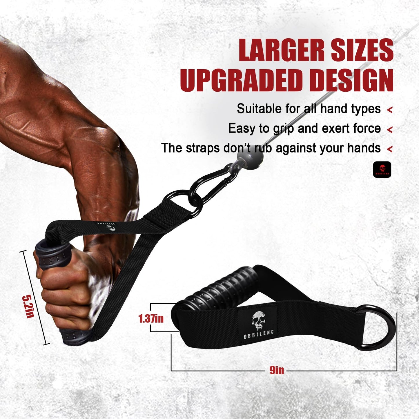Obbilenc Heavy Duty Gym Workout Handles - Strong, Non-Slip & Comfortable Rubber Exercise Grip Attachments, Replacement Fitness Equipment Accessorys for Cable Machine, LAT Pulldown and Resistance Band
