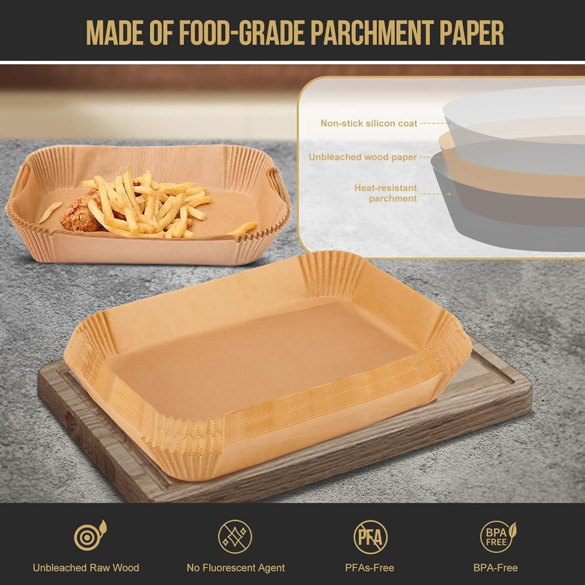 MMH Air Fryer Liners - 150PCs for Ninja DZ071 & AD600CO | Includes 100 Small & 50 Large Disposable Paper Liners