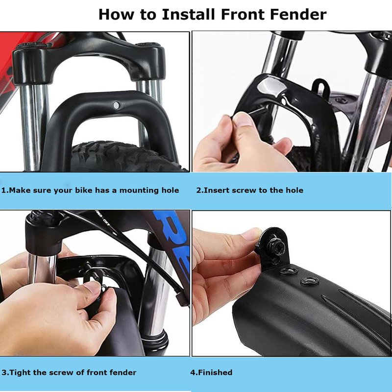 TuTuYa Bike Fender Set, Adjustable Bicycle Mudguards with 2 Arrow Reflective Stickers and 1 Reflective Tape, for 20-26 inch Bikes, Universal Front and Rear Tire Mud Guard for Most of Popular Bicycles