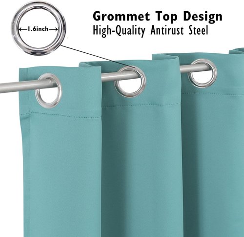 ChrisDowa Blackout Curtains - Thermal Insulated Room Darkening Panels, Aqua, 52 x 80 Inches - 2 Panels Set