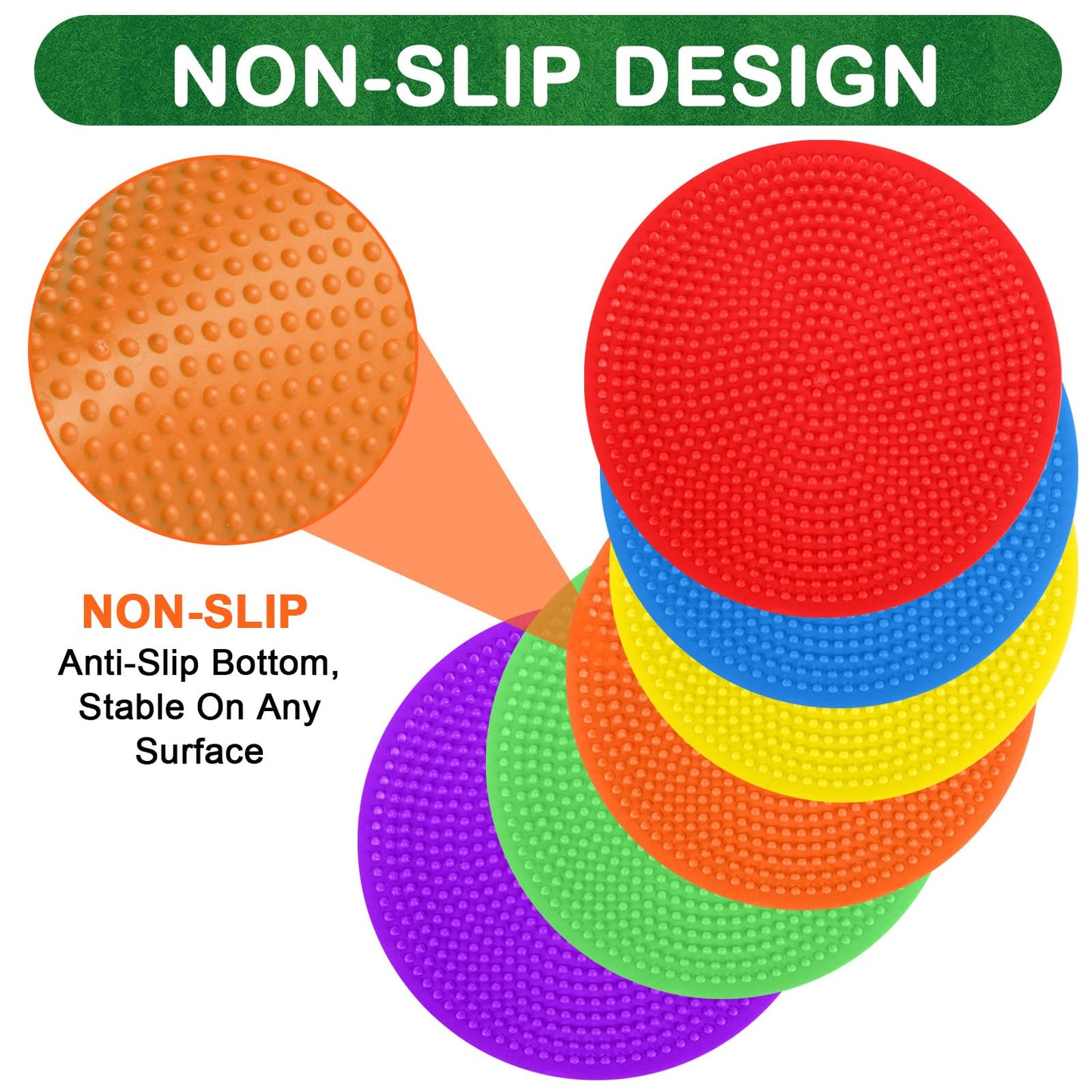 TuXHui Poly Spots Spot Markers for Gym Floor 6inch 24Pcs Non-Slip Rubber Floor Dots Round Agility Markers Flat Cones for Sports Soccer Basketball PE Training, Dance, Classroom Activities