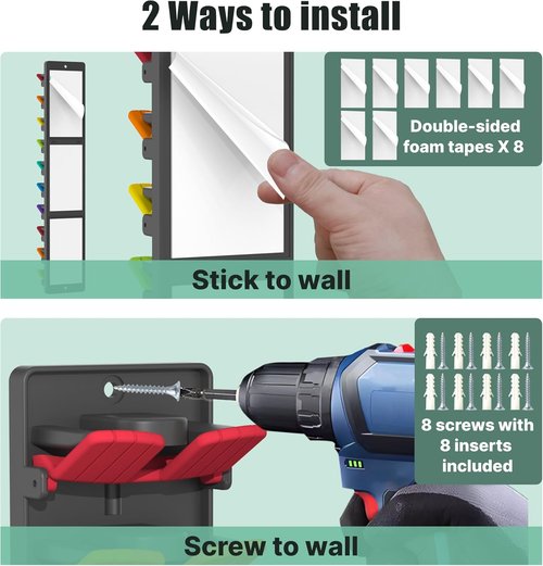 Hat Organizer - Regine Baseball Cap Holder with Built-In Spring Clips | Adjustable Wall Mount Rack for Closet & Door