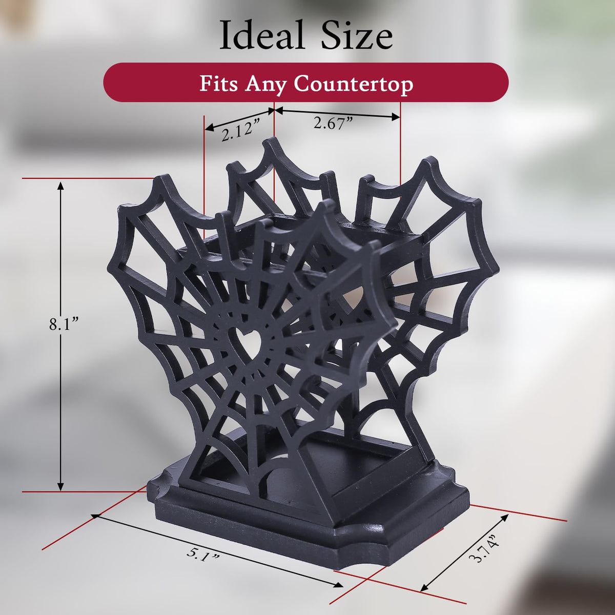 CEFLITECO Spider Web Soap Dispenser Holder – Heart-Shaped Halloween Spider Web Hand Soap Holder for Bathroom – Gothic Wooden Soap Dispenser for Spooky Bathroom Decor – Witchy Gifts for Women