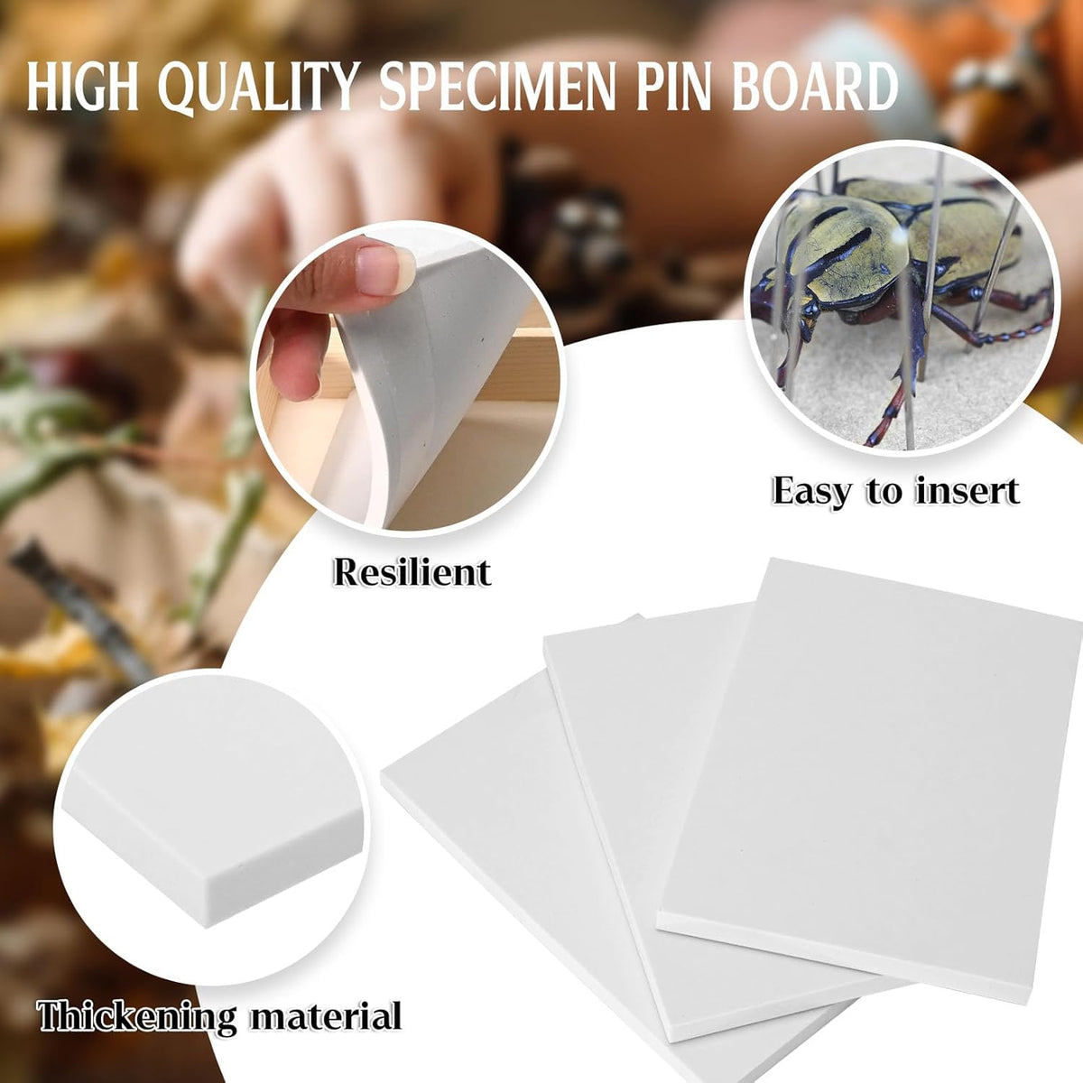 Saihisday Insect Pinning Board Set - 3Pcs EVA Foam Specimen Display Panels for Butterfly Collection