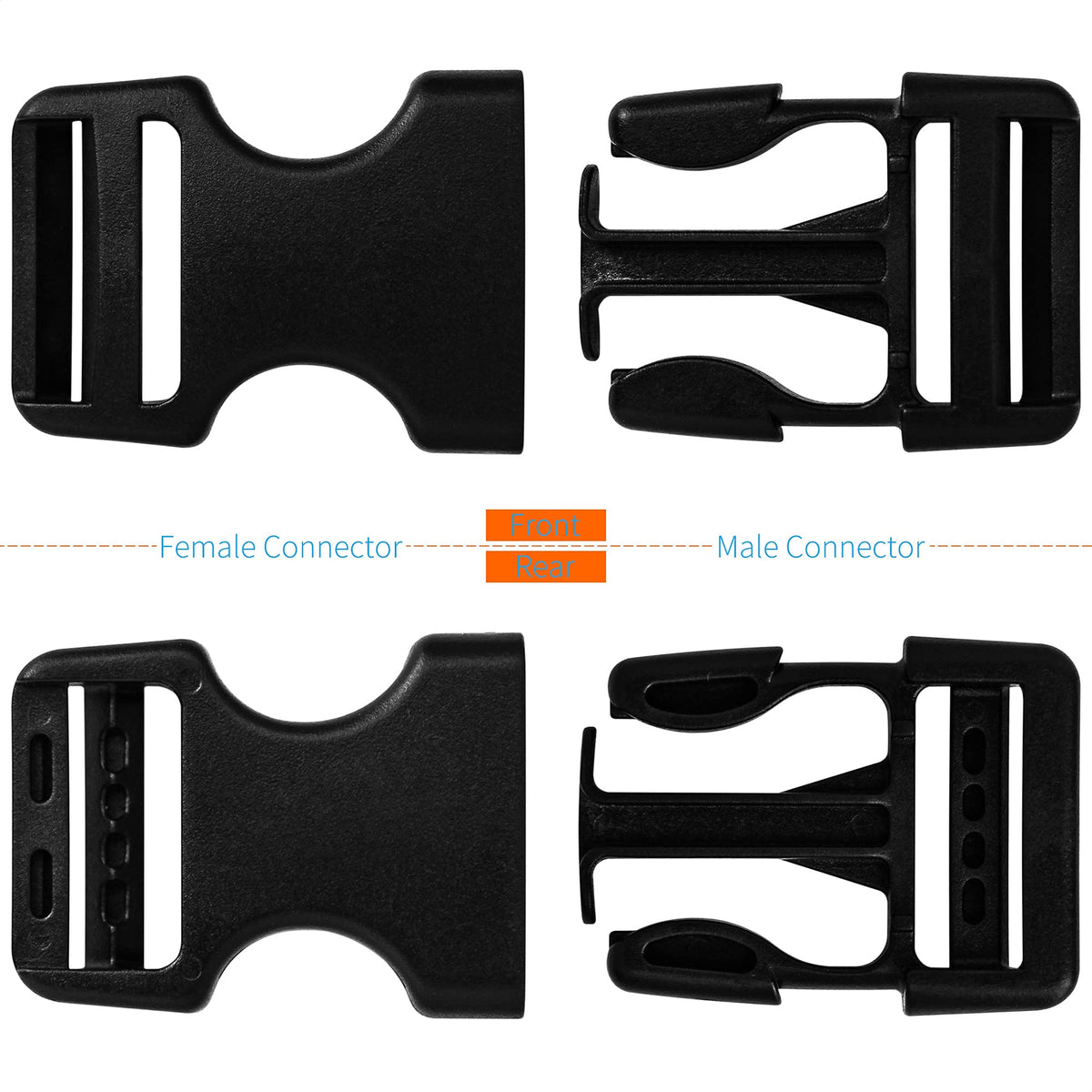 LASIGHT Buckles for 1 inch Wide Webbing Straps: Quick Side Release Buckle 10 set and Tri-Glide Slide 20 pcs Fit 1" Nylon Web Belt, Plastic Snap Fastener Clip Heavy Duty Replacement Dual Adjustable