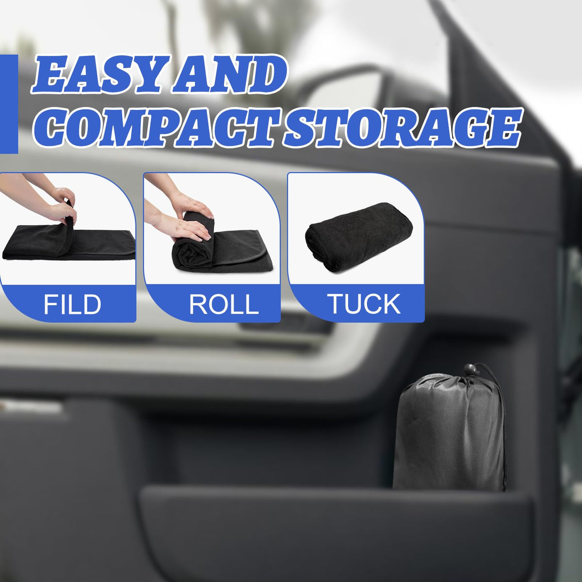 Car Front Seat Cover: Waterproof & sweatproof, fits all cars/SUVs/trucks. Ideal for gym, sports & beach. 3-layer non-slip, easy machine wash. Shields seats from stains & wetness. (Black, 1Pcs)