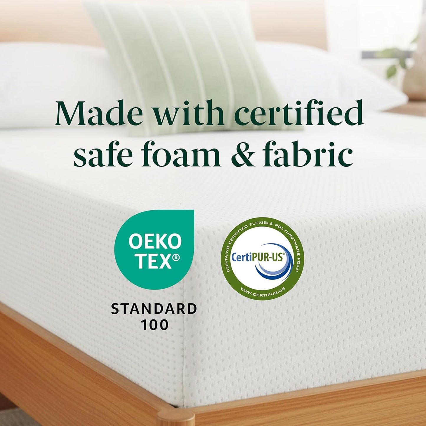 Zinus 10 Inch Full Green Tea Memory Foam Mattress - Medium Firm, Zoned Pressure Relief, Fiberglass Free