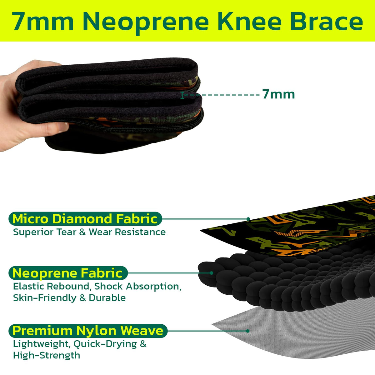 aoFIT Knee Brace (1 Pair) Adjustable Strap 7mm Neoprene Knee Compression Sleeve Knee Support for Men Women for Training & Fitness, Weightlifting, Black Small