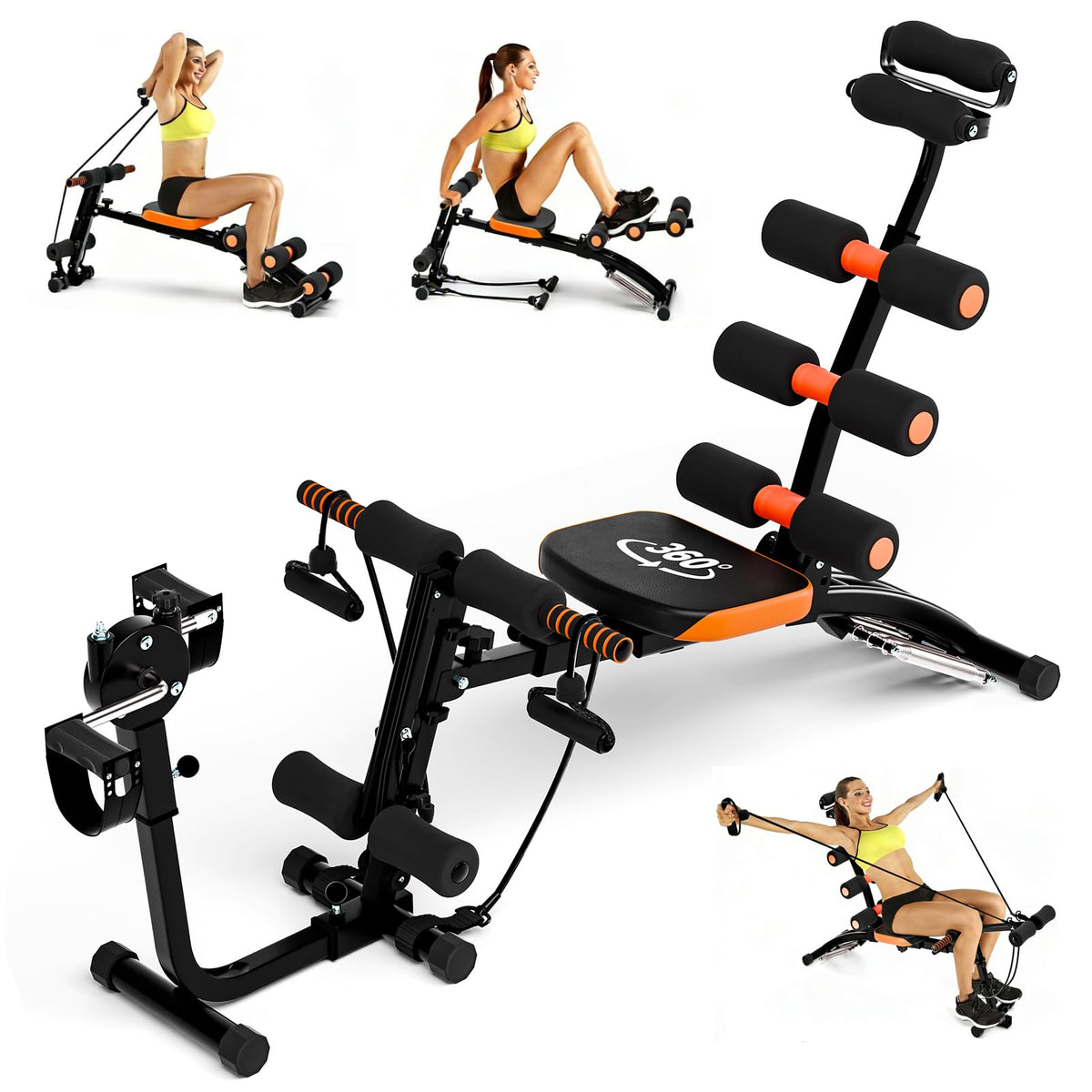 sxvbdway Ab Trainer Machine Weight Bench, Ab Workout Bench for Home Gym, Multi-Functional Adjustable Abdominal Crunch Machine, Abdominal Exercise Equipment for Total Body Workout Black
