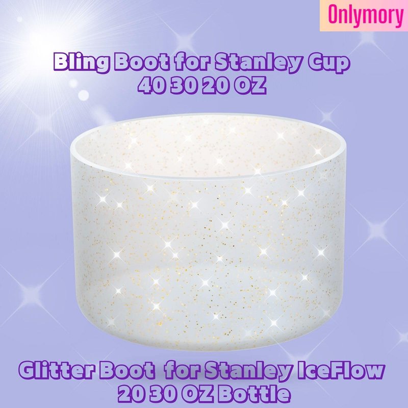 Onlymory 2Pack Glitter Silicone Boot for Stanley Cup 40 30 20 OZ, Boots Bottom Protector for Owala/HydroJug 40OZ Tumbler, Protective Sleeve for Stanley Cup Accessories Bumper