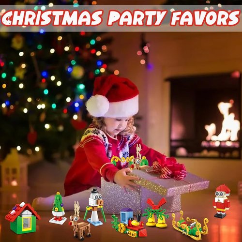 Building Toys 12 Pack - 6-in-1 Mini Blocks Christmas Set | 300 Pieces for Kids Ages 6-12
