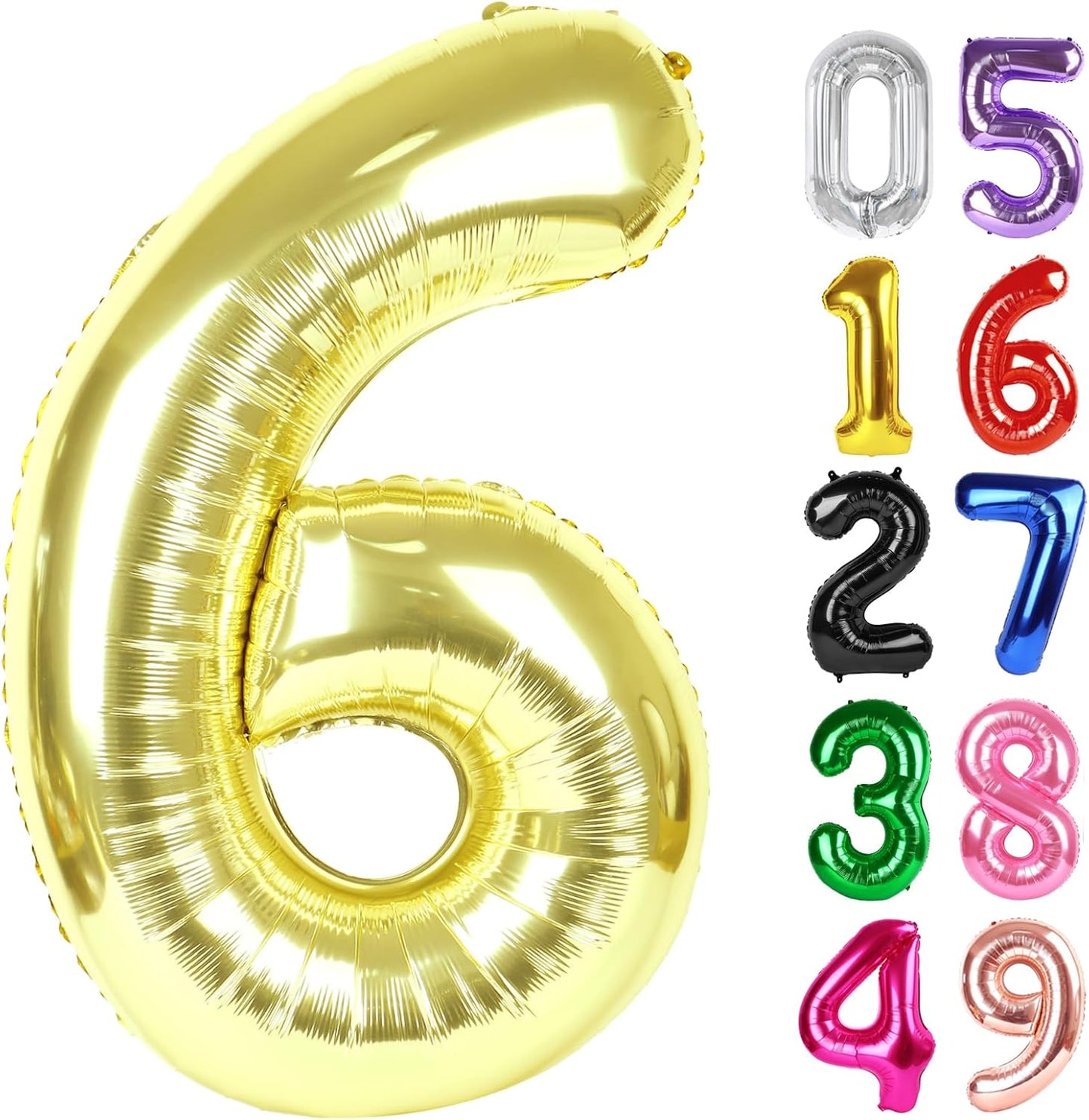 Light Gold Number 6 Balloon - 40 Inch Giant Foil Balloon for 6th Birthday Party Decorations