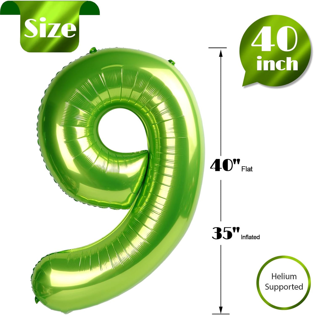 Number 9 Balloon by [Brand Name] - 40 Inch Light Green Giant Birthday Decoration for Girls