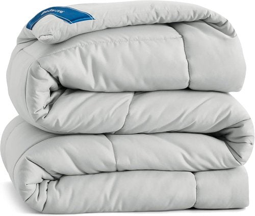 Bedsure Comforter Duvet Insert - All-Season Twin Size Quilted Down Alternative Bedding, Light Grey 88 x 68 Inches