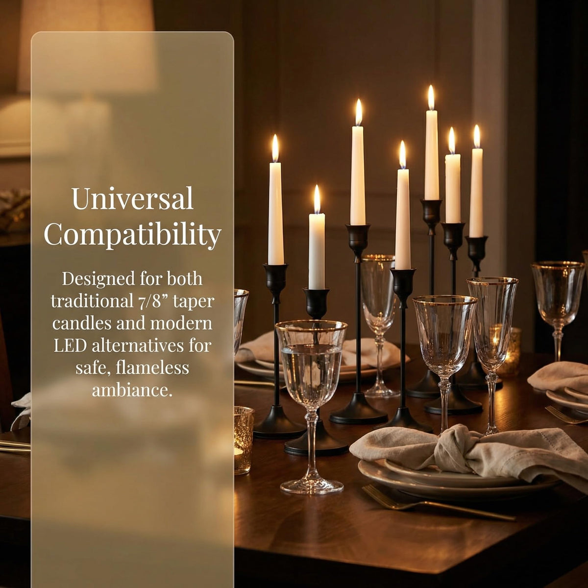 2 Sets(6 Pcs) Black Tapered Candle Holder,Candlestick Tall Metal Candlestick Holders for Table Centerpiece Home Decor for Wedding Fireplace Mantel Housewarming Gift Fits 3/4 Inch Thick Candles