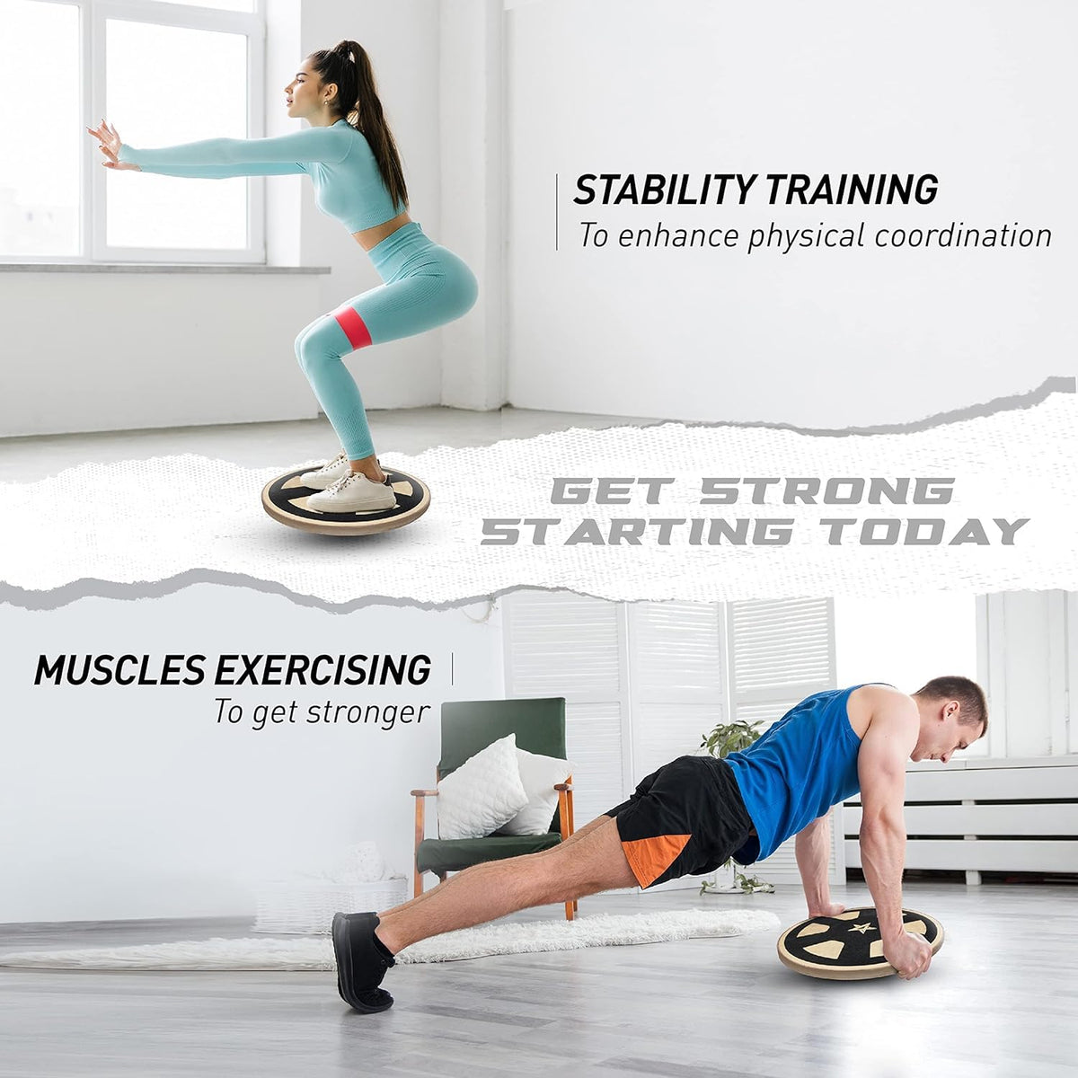 Yes4All 300lbs Wooden Wobble Board, 360-Degree Balance Board for Adults, Stylish Balance Trainer with Anti-Skid Texture