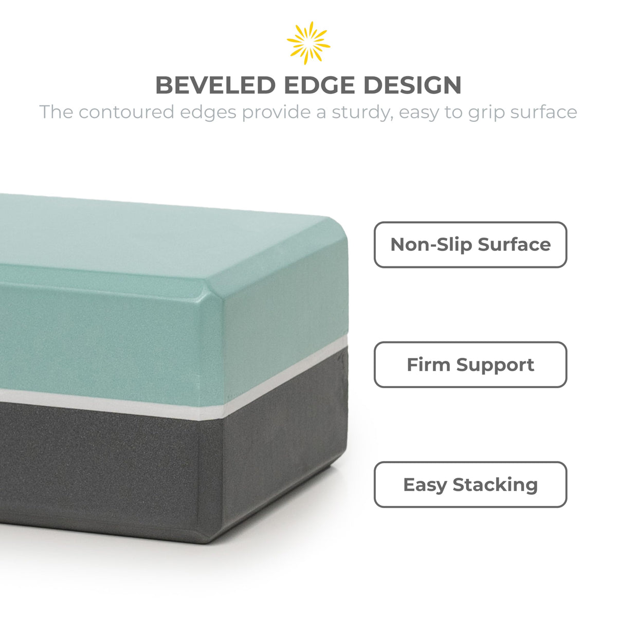 Sunshine Yoga 4" Striped Yoga Block, 10 Pack Bulk EVA Foam Yoga Blocks, Firm and Supportive Yoga Brick, Balance Foam for Stretching, Pilates, and Workout, 4" x 6" x 9", Smoky Sage