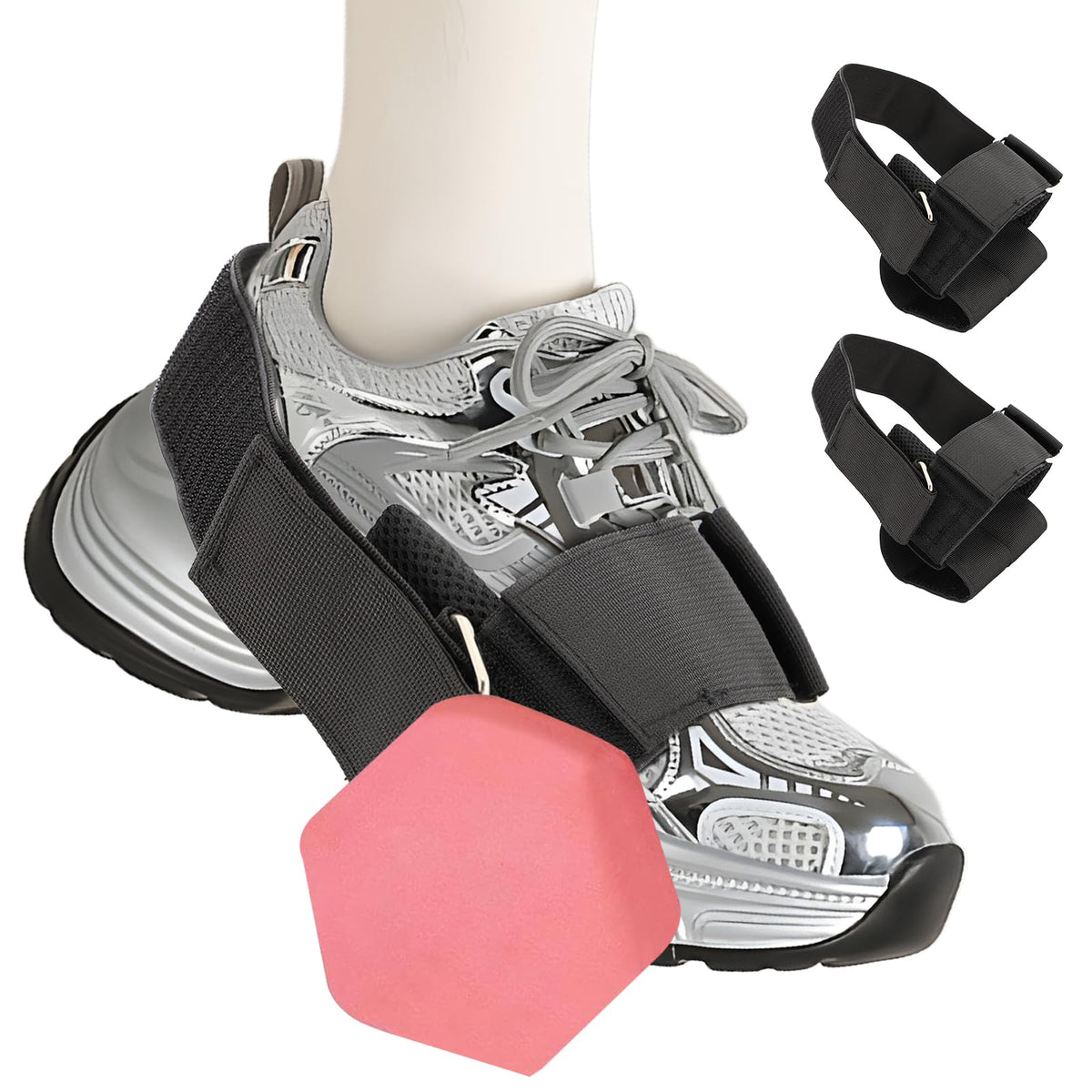 Xorim 2PCS Dumbbell Foot Attachment, Adjustable Tibialis Trainer, Black Ankle Straps for Weight Lifting, for Home Gym Equipment Including Hip Flexors, Shin Splints, Hamstring Curls, Leg Extensions
