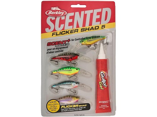 Berkley Scented Flicker Shad Tiger 5 Pack Fishing Lure, Assorted, 3/16 oz, 2in | 5cm Crankbaits, Size, Profile and Dive Depth Imitates Real Shad, Equipped with Fusion19 Hook