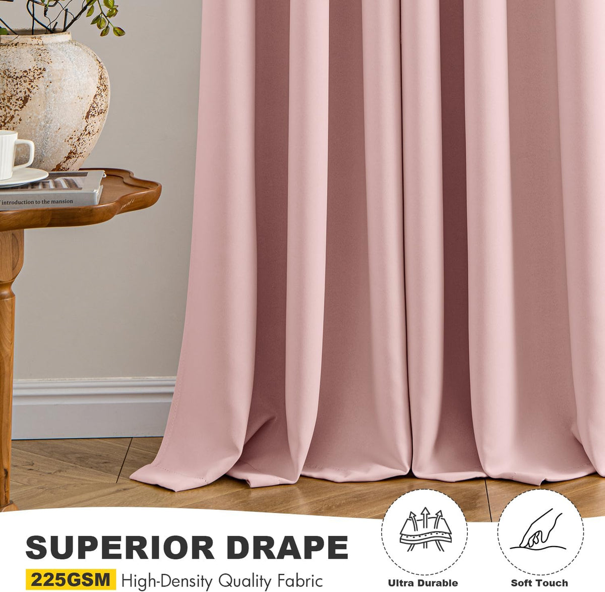 MIULEE Baby Pink Blackout Curtains - Thermal Insulated Room Darkening Drapes | 40 x 45 Inches, 2 Panels