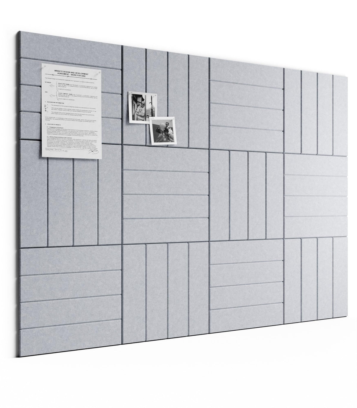 Bumusty Large Cork Board Alternative-48 x 36" Felt Bulletin Board Tiles, with 30 Pushpins, 70 Adhesive Tabs, Bold-Stripe 12-Pack, Cork Boards for Office Push Pin Board Felt Board-Soft Gray