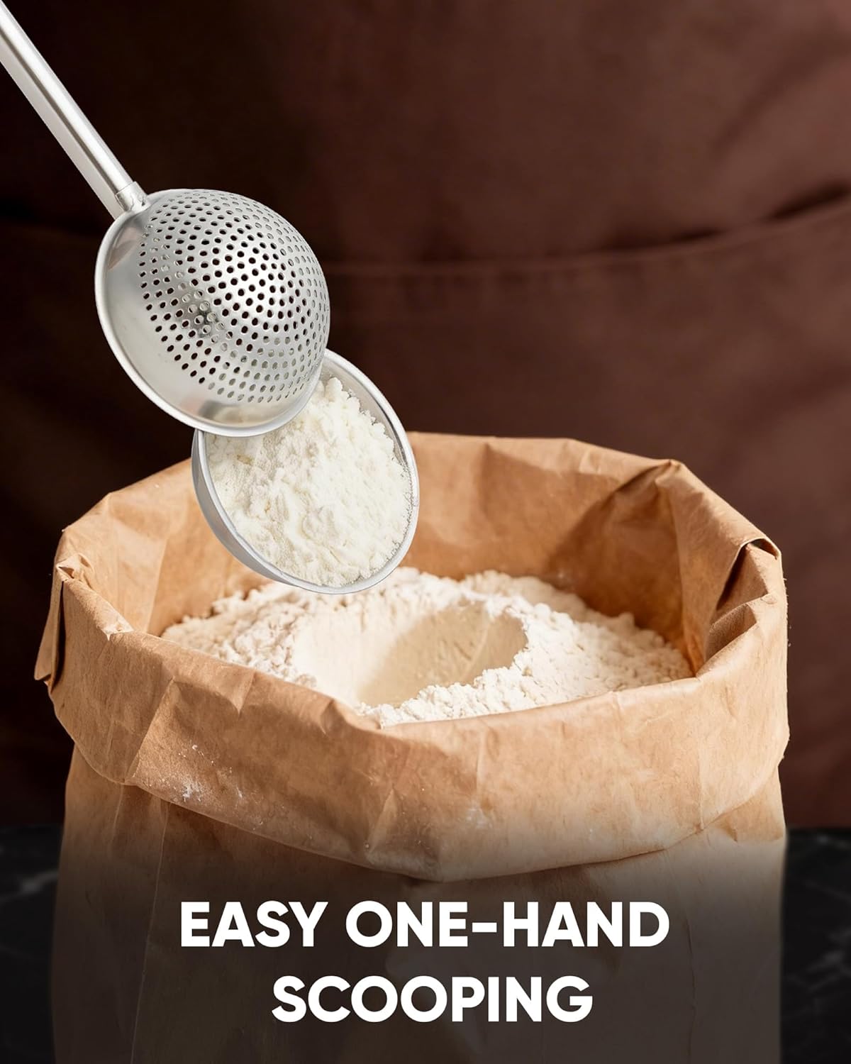 Skiennix Flour Duster - Stainless Steel Sifter with One-Handed Spring Handle | Fine Mesh for Even Sprinkling