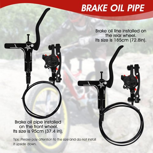 Hydraulic Brakes, MT200 Hydraulic Brakes for Ebike, 160mm/6.3-in Discs Bike Parts Dual-Piston Hydraulic Disc Brake Kit Aluminum Alloy Parts with Tools, Folding Bike/Ebike/Scooter/Fat Bike