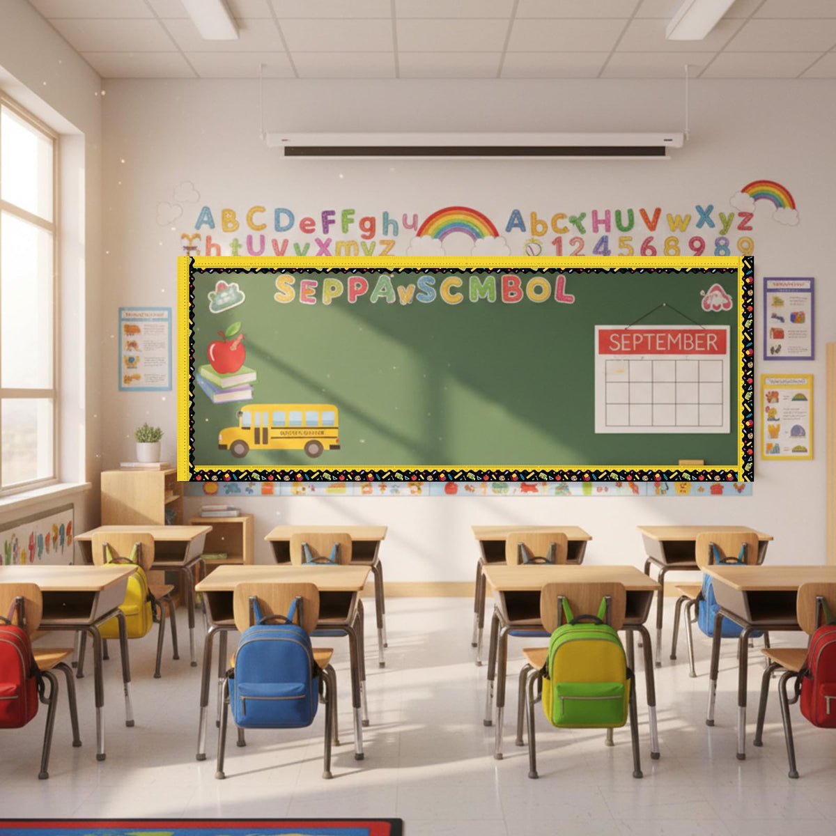 Trandraft 2 Rolls 65.6ft Back to School Bulletin Board Borders, Ruler and Pencil Patterns Bulletin Board Borders Strips for First Day of School Office Home Classroom Themed Party Decor