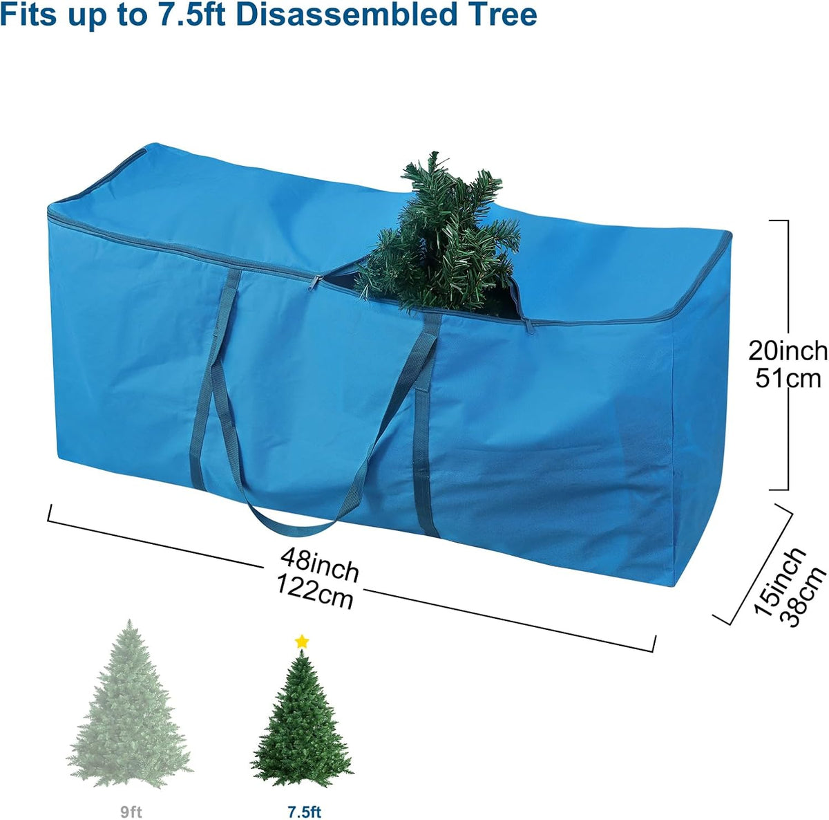 Skiennix Christmas Tree Storage Bag - Durable Cloth for 7.5 ft Artificial Trees | Reinforced Handles & Dual Zippers