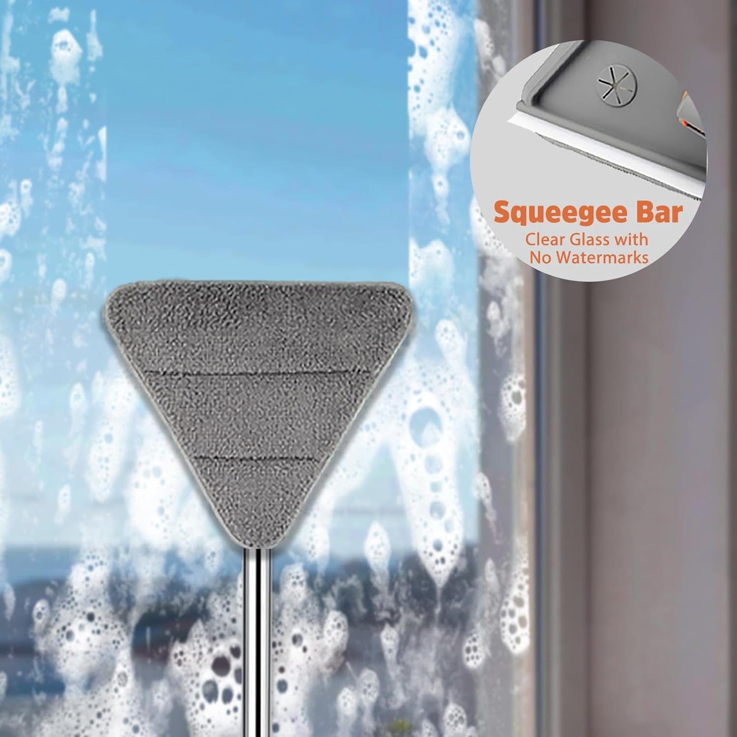 UIMO Wall Cleaner Mop - 2-in-1 Triangle & Rectangle Head with 94" Long Handle | 10 Washable Pads