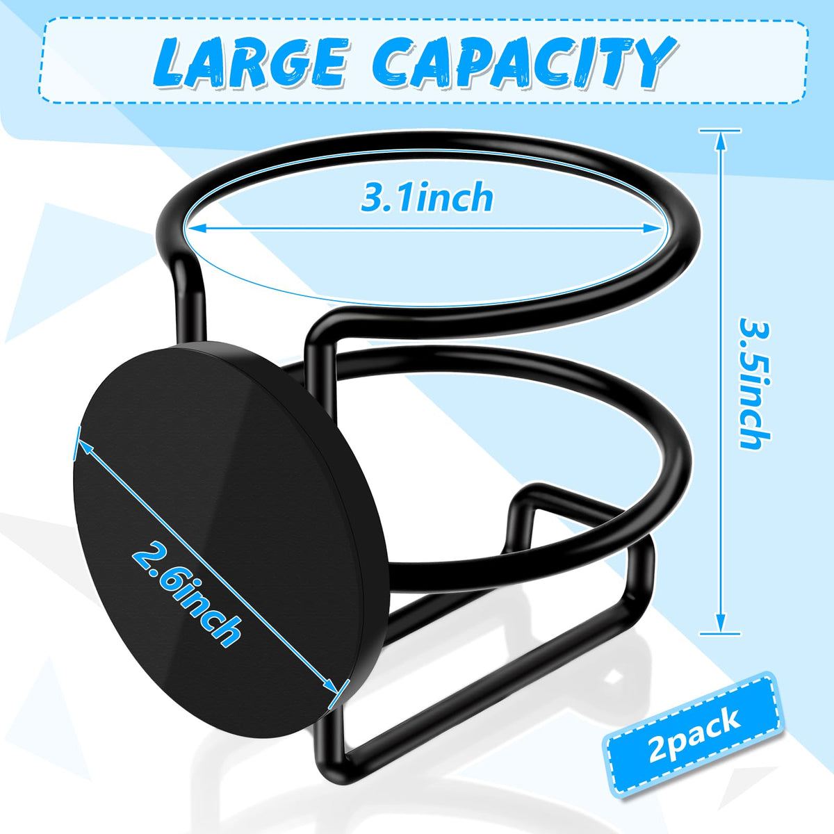 Magnetic Cup Holder, 2 Pack Portable Cup Holder for Tractor Mower Truck Car Fridge, Magnet Cup Drink Holder