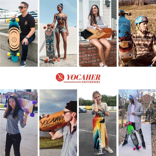 Yocaher Longboard Skateboard Complete Kicktail Cruiser 40" x 10" w/Premium Black Grip Tape, Heavy Duty Aluminum Alloy Truck, 71mm Longboard Wheels (Complete - Kicktail - Blue N' Red)