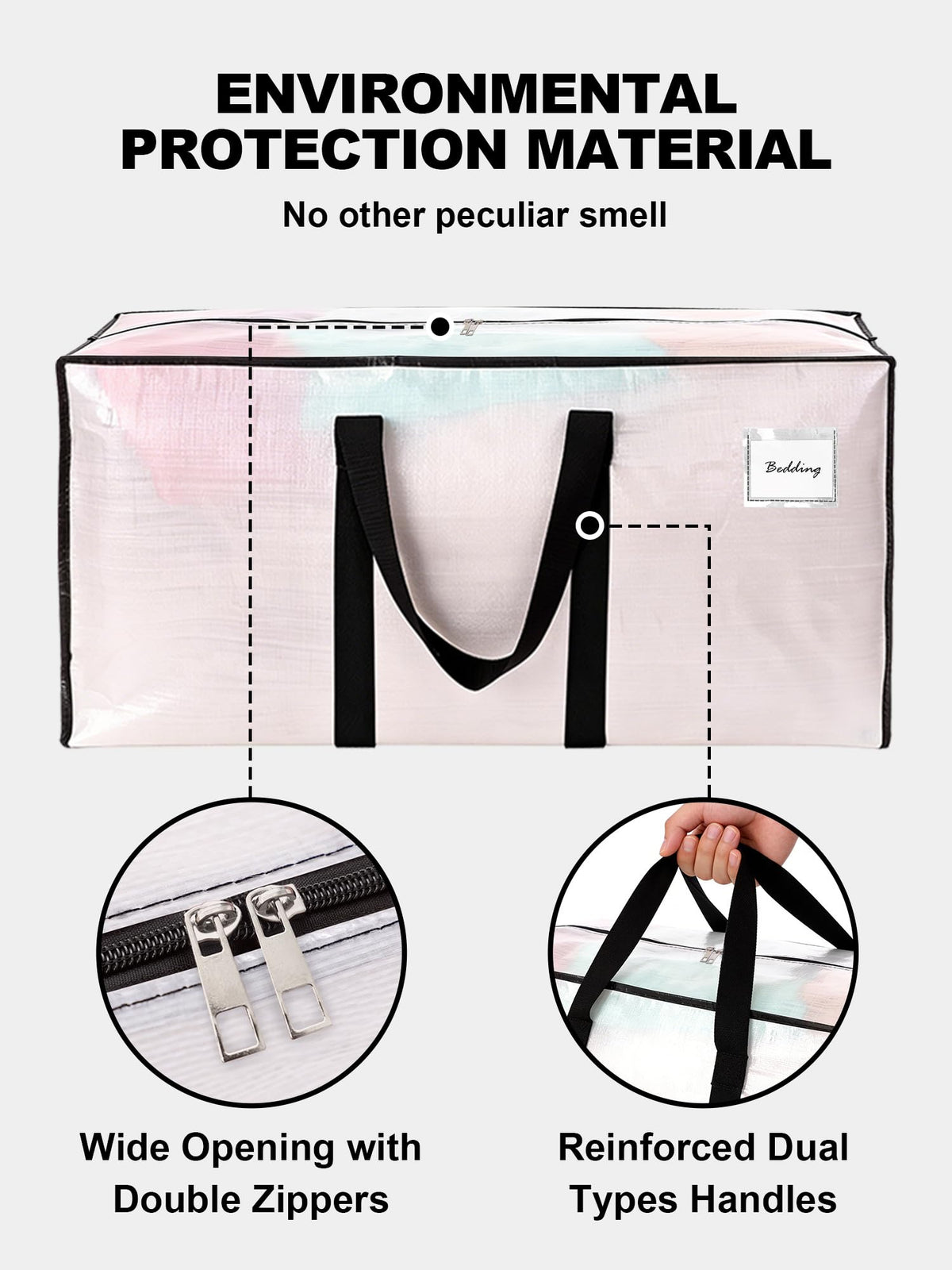HOMESURE Supports 200lbs Heavy Duty Moving Bags - Strong Zipper & Wrap-Around Handles - Water-Resistant Storage Totes, Durable Alternative to Moving Boxes - 8 Pack - Semi-Transparent