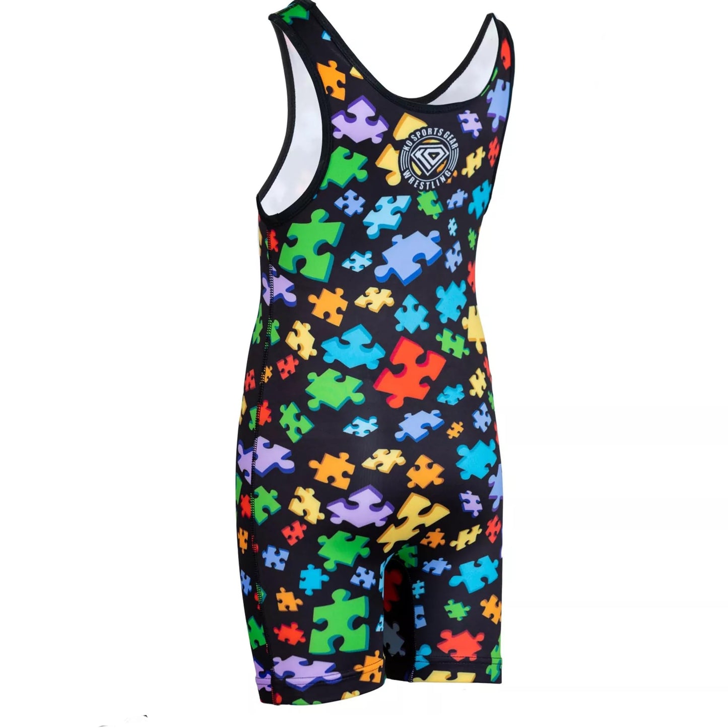 KO Sports Gear Unisex Wrestling Singlet for Youth Wrestlers - Wrestling Singlet for Boys & Girls - Bold Durable Uniform, Stretchy Breathable Material - Autism Awareness, Youth XX-Small