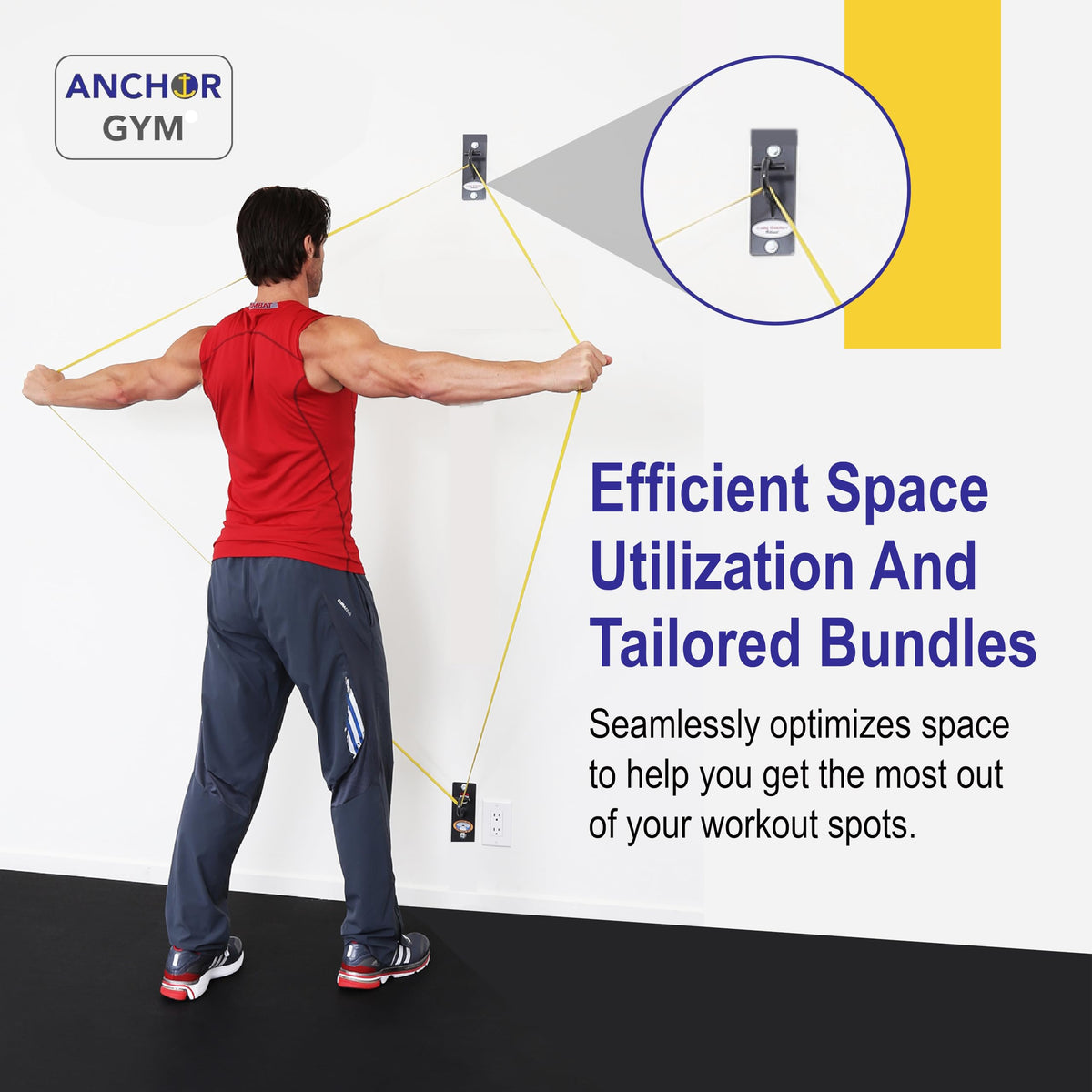 Anchor Gym H1 Ceiling & Wall Mount Anchor for Resistance Bands, Exercise Bands Mount for Bodyweight Straps, Strength Training and Home Gym (Wood Screws Included)